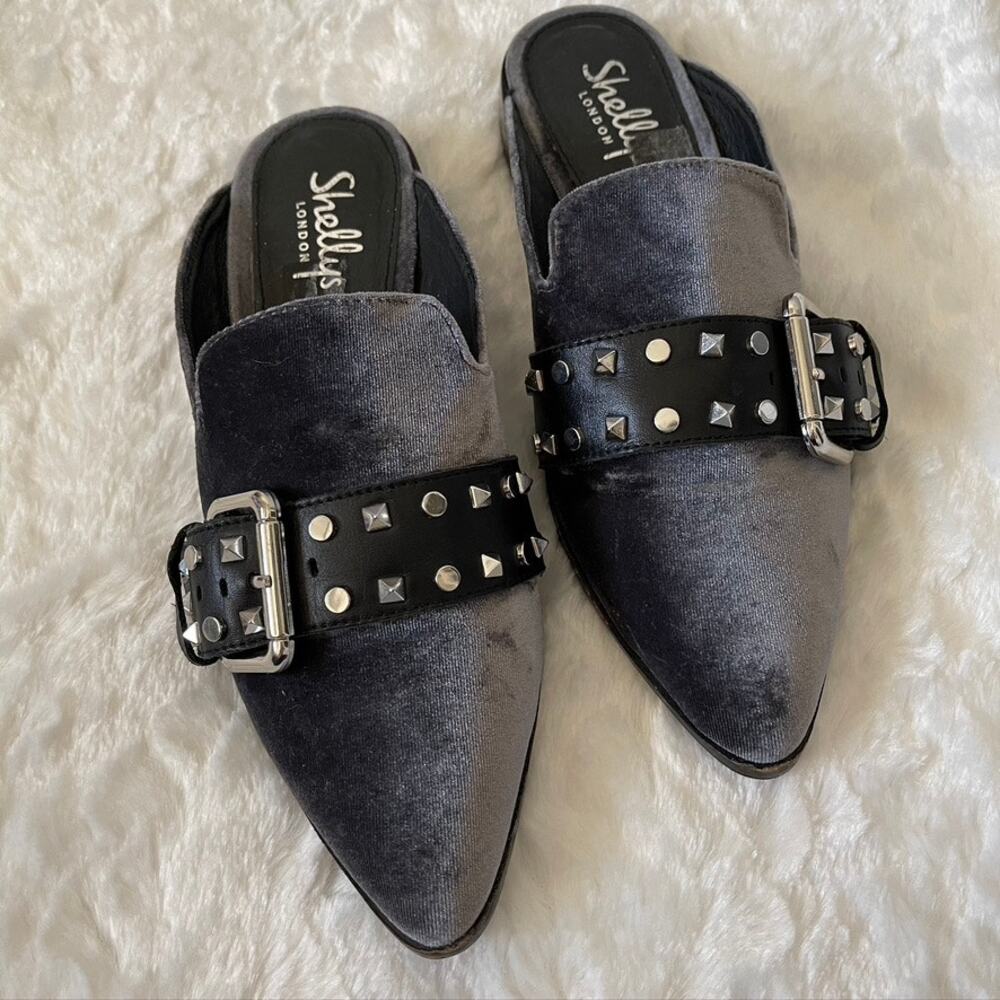 Shellys London Elon Velvet Studded Pointed Toe Slip On Mule Womens Shoe 36 US 6